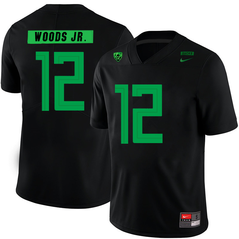 2019 Men #12 Haki Woods Jr. Oregon Ducks College Football Jerseys Sale-Black - Click Image to Close